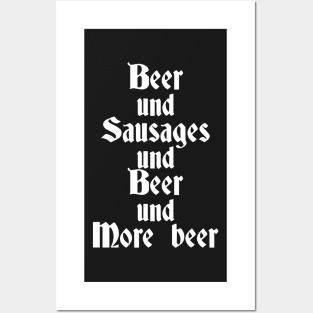 Oktoberfest beer and sausages funny drinking slogan Posters and Art